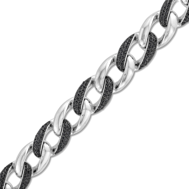 2.00 CT. T.W. Black Diamond Oval Curb Chain Bracelet in Sterling Silver - 7.25”