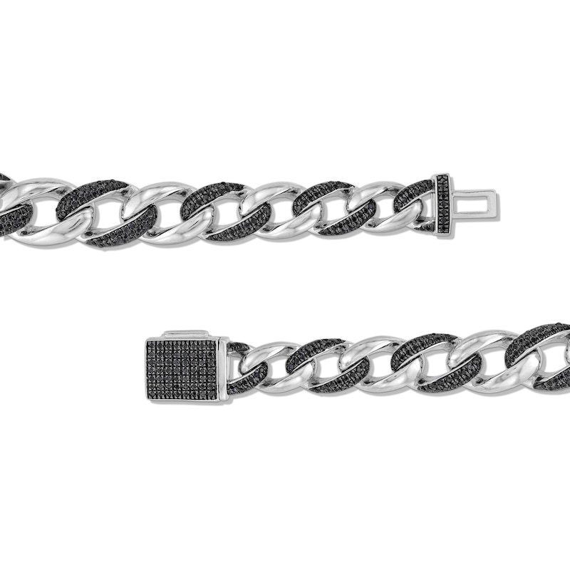 2.00 CT. T.W. Black Diamond Oval Curb Chain Bracelet in Sterling Silver - 7.25”