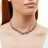Thumbnail Image 1 of 2.00 CT. T.W. Black Diamond Oval Curb Chain Necklace in Sterling Silver - 16”