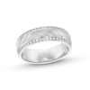 Thumbnail Image 0 of 0.40 CT. T.W. Diamond Edge Textured Centre Anniversary Band in 10K White Gold