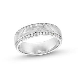 0.40 CT. T.W. Diamond Edge Textured Centre Anniversary Band in 10K White Gold