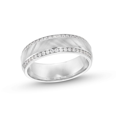 0.40 CT. T.W. Diamond Edge Textured Centre Anniversary Band in 10K White Gold