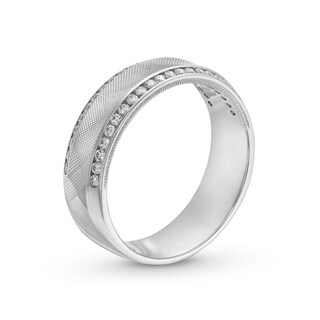 0.40 CT. T.W. Diamond Edge Textured Centre Anniversary Band in 10K White Gold