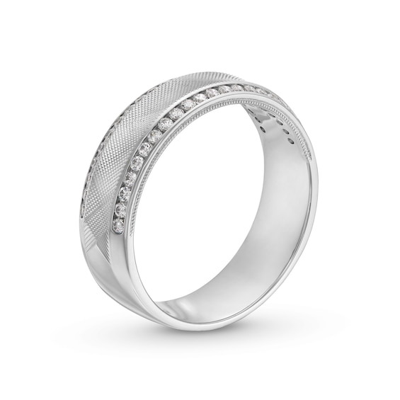 0.40 CT. T.W. Diamond Edge Textured Centre Anniversary Band in 10K White Gold