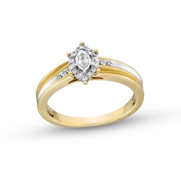 0.16 CT. T.W. Marquise Diamond Frame Promise Ring in 10K Gold