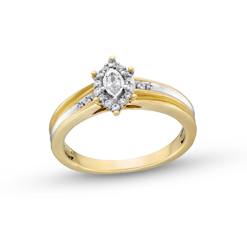 0.16 CT. T.W. Marquise Diamond Frame Promise Ring in 10K Gold