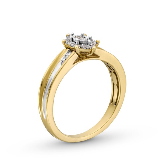 0.16 CT. T.W. Marquise Diamond Frame Promise Ring in 10K Gold