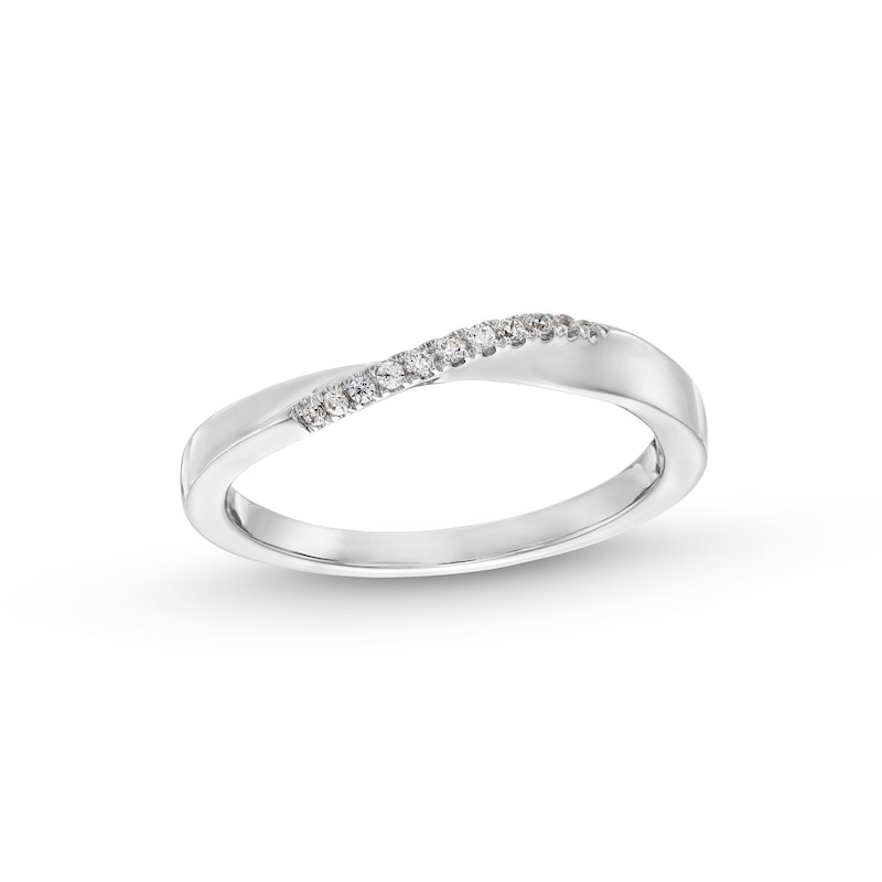 Main Image 1 of 0.05 CT. T.W. Diamond Twist Contour Anniversary Band in 10K White Gold