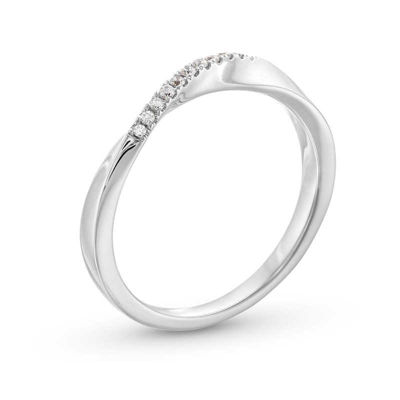 Main Image 3 of 0.05 CT. T.W. Diamond Twist Contour Anniversary Band in 10K White Gold