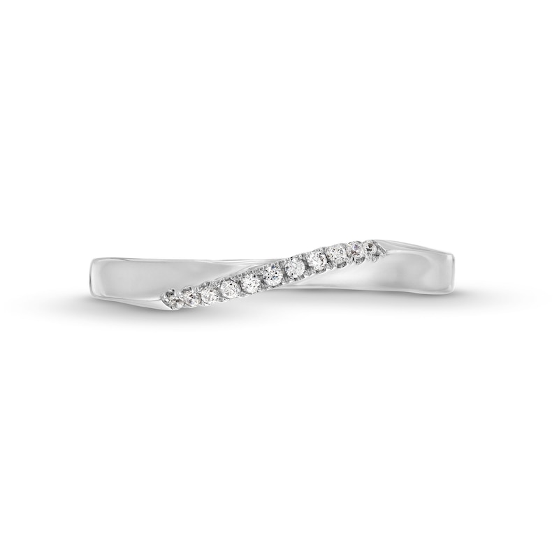 Main Image 4 of 0.05 CT. T.W. Diamond Twist Contour Anniversary Band in 10K White Gold