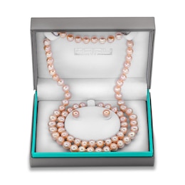 EFFY™ Collection Pink Freshwater Cultured Pearl Necklace, Bracelet and Stud Earrings Set with 14K Rose Gold Clasp