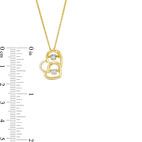 Unstoppable Love™ 0.04 CT. T.W. Diamond Double Heart Pendant in Sterling Silver with 14K Gold Plate