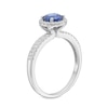 Thumbnail Image 2 of Blue Sapphire and 0.30 CT. T.W. Diamond Frame Double Row Shank Ring in 10K White Gold