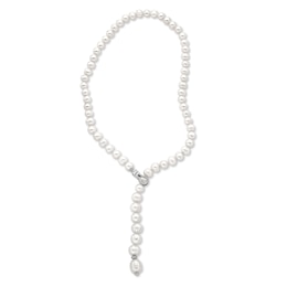 Freshwater Cultured Pearl Adjustable Strand Necklace in Sterling Silver-21&quot;