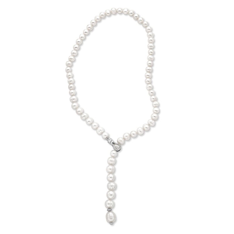 Freshwater Cultured Pearl Adjustable Strand Necklace in Sterling Silver-21"