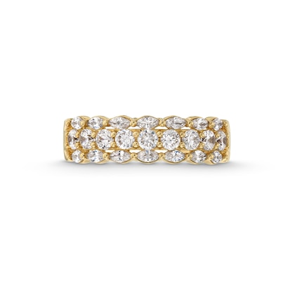 Vera Wang Love Collection 0.95 CT. T.W. Marquise and Round Diamond Triple Row Anniversary Band in 14K Gold