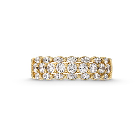 Vera Wang Love Collection 0.95 CT. T.W. Marquise and Round Diamond Triple Row Anniversary Band in 14K Gold