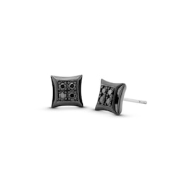 Vera Wang Men 0.23 CT. T.W. Black Diamond Square Stud Earrings in Sterling Silver with Black Ruthenium