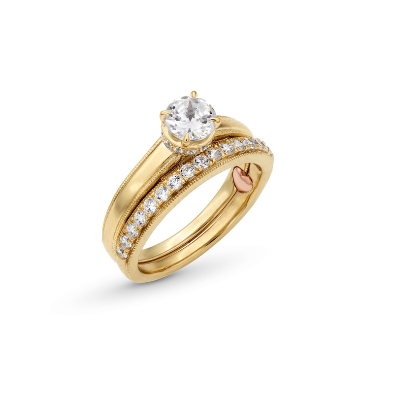 Perfect Fit 1.00 CT. T.W. Certified Lab-Created Diamond Vintage-Style Bridal Set in 14K Gold (F/SI2)
