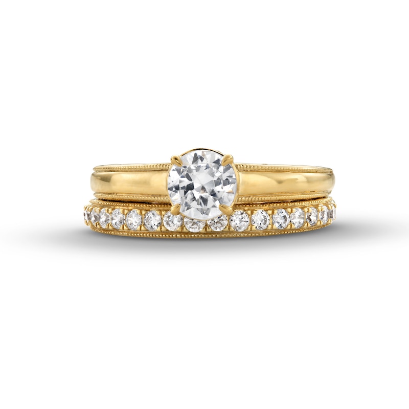 Perfect Fit 1.00 CT. T.W. Certified Lab-Created Diamond Vintage-Style Bridal Set in 14K Gold (F/SI2)