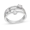 Thumbnail Image 0 of 1.00 CT. T.W. Multi-Shaped Certified Lab-Created Diamond Triple Row Split Shank Band in 14K White Gold (F/SI2)