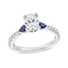 Thumbnail Image 0 of Vera Wang Love Collection 1.18 CT. T.W. Oval Certified Diamond and Blue Sapphire Engagement Ring in 14K White Gold