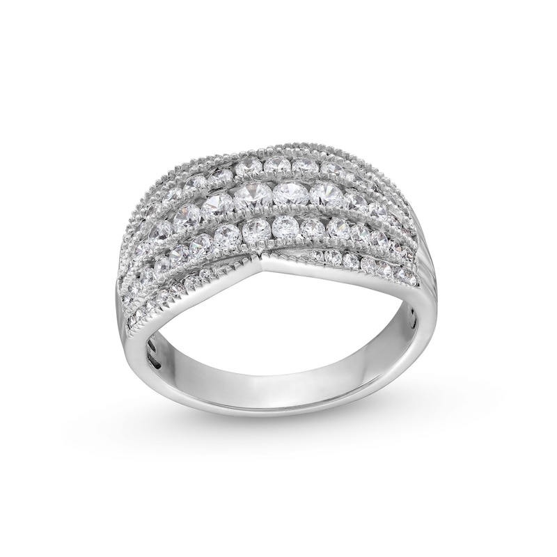 1.00 CT. T.W. Diamond Tapered Edge Vintage-Style Multi-Row Anniversary Band in 10K White Gold|Peoples Jewellers