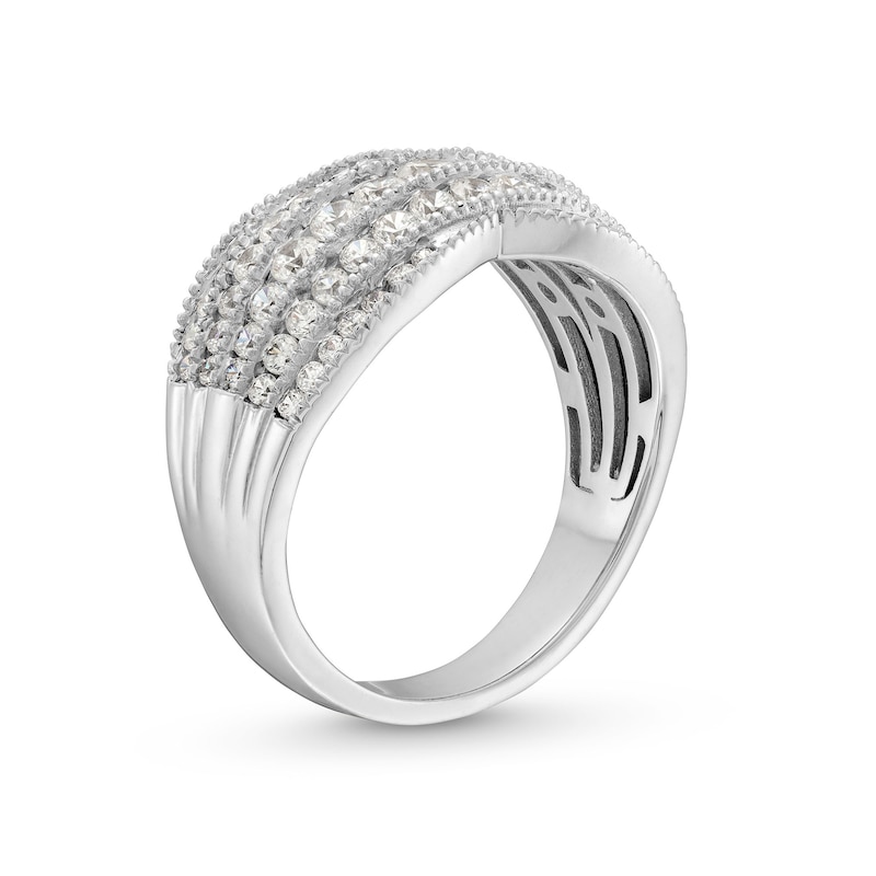 Main Image 3 of 1.00 CT. T.W. Diamond Tapered Edge Vintage-Style Multi-Row Anniversary Band in 10K White Gold