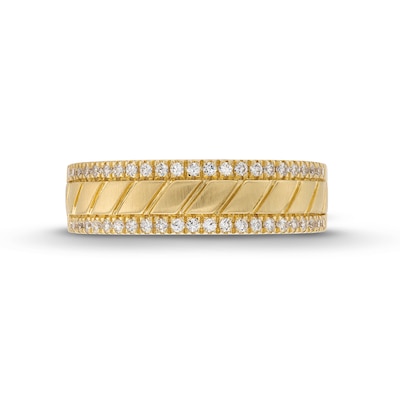 0.30 CT. T.W. Diamond Edge Slant Rectangle Pattern Anniversary Band in 10K Gold