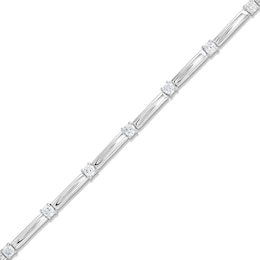 0.75 CT. T.W. Diamond Bar Link Bracelet in Sterling Silver - 7.25”