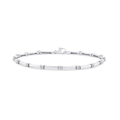 0.75 CT. T.W. Diamond Bar Link Bracelet in Sterling Silver - 7.25”