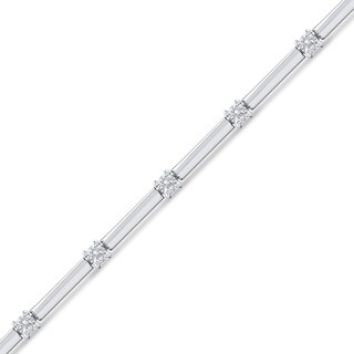 0.75 CT. T.W. Diamond Bar Link Bracelet in Sterling Silver - 7.25”