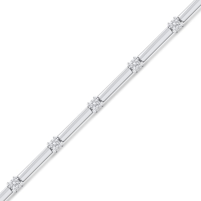 0.75 CT. T.W. Diamond Bar Link Bracelet in Sterling Silver - 7.25”