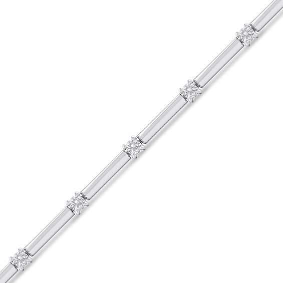 0.75 CT. T.W. Diamond Bar Link Bracelet in Sterling Silver - 7.25”