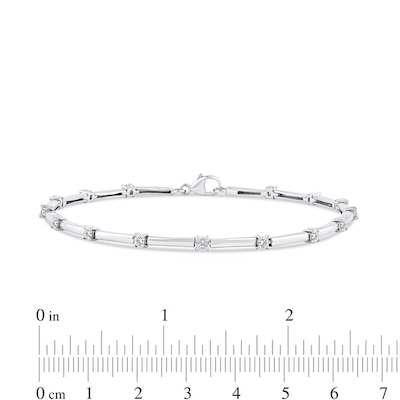 0.75 CT. T.W. Diamond Bar Link Bracelet in Sterling Silver - 7.25”