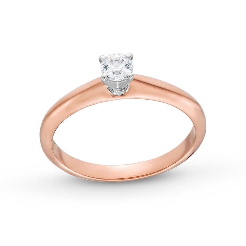 Main Image 1 of 0.20 CT. Diamond Solitaire Engagement Ring in 14K Rose Gold (J/I2)