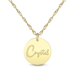 12.0mm Engravable Script Name Disc Pendant (1 Line)