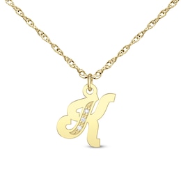 10.5mm Diamond Accent Initial Pendant (1 Initial)