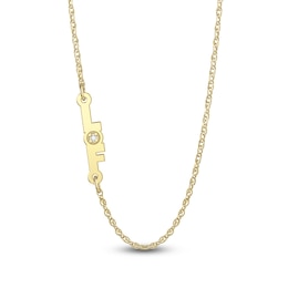 Offset Diamond Accent Stacked Initial Necklace (2 Initials)