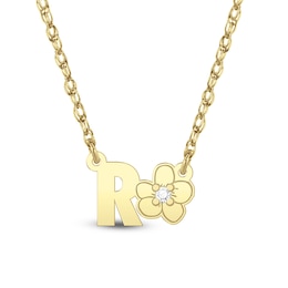 Birthstone Initial Flower Necklace (1 Stone and Initial)