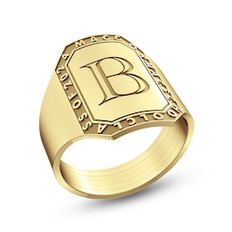 Engravable Initial Octagon-Top Graduation Ring (1 Initial and Line)