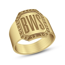 Engravable Initial Octagon-Top Graduation Ring (2-3 Initials and 1 Line)