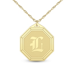 20.0mm Engravable Initial Octagon Pendant (1 Initial) - 22&quot;