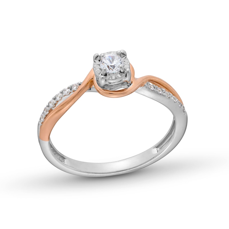 0.20 CT. T.W. Diamond Miracle Swirl Bypass Frame Engagement Ring in 10K Two-Tone Gold|Peoples Jewellers