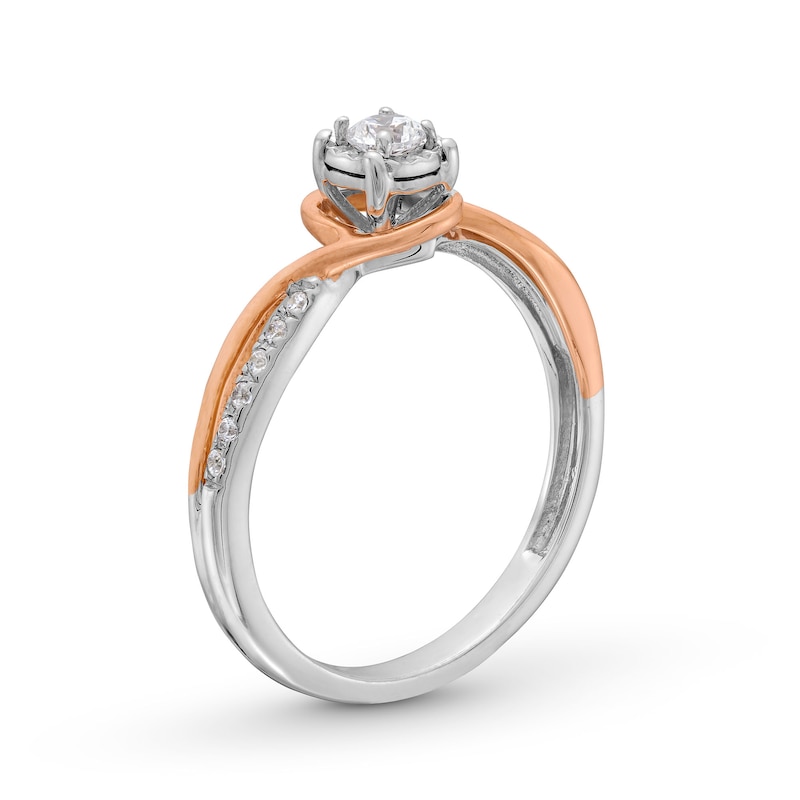 0.20 CT. T.W. Diamond Miracle Swirl Bypass Frame Engagement Ring in 10K Two-Tone Gold|Peoples Jewellers
