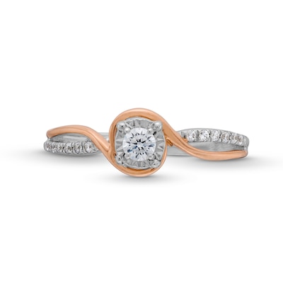 0.20 CT. T.W. Diamond Miracle Swirl Bypass Frame Engagement Ring in 10K Two-Tone Gold