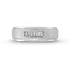 Thumbnail Image 3 of 0.10 CT. T.W. Diamond Double Row Stepped Edge Anniversary Band in 10K White Gold