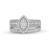 0.50 CT. T.W. Marquise Multi-Diamond Frame Multi-Row Split Shank Bridal Set in 10K White Gold