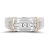 Thumbnail Image 0 of 0.25 CT. T.W. Diamond Five Stone Collar Stepped Edge Anniversary Band in 10K Two-Tone Gold