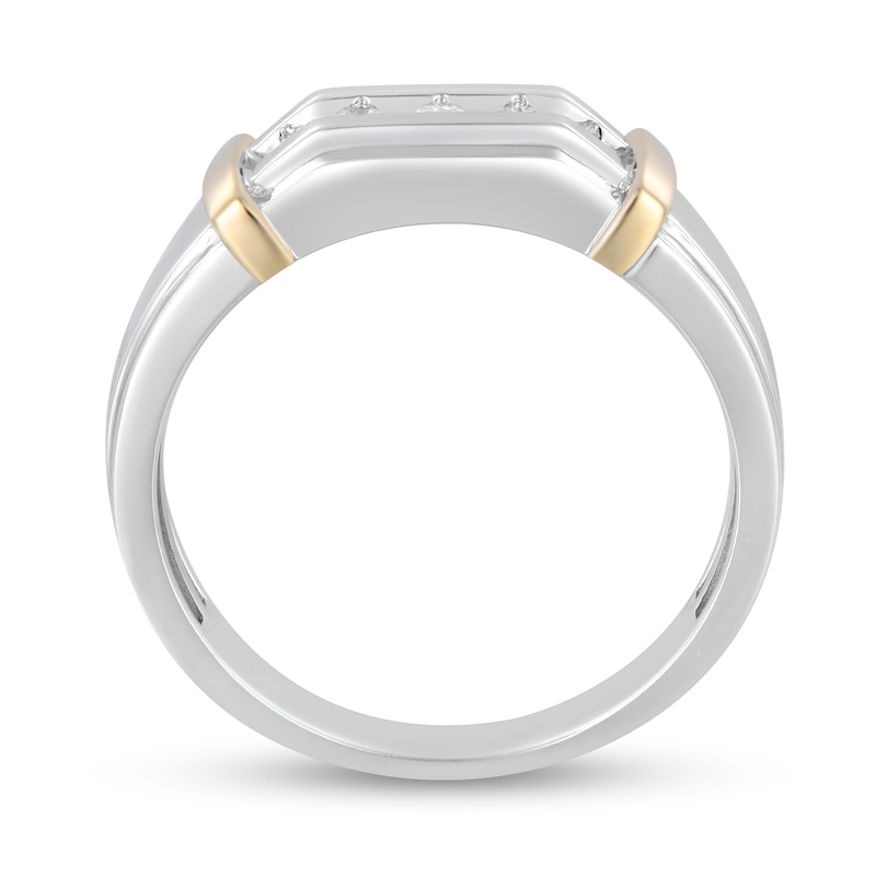 0.25 CT. T.W. Diamond Five Stone Collar Stepped Edge Anniversary Band in 10K Two-Tone Gold|Peoples Jewellers